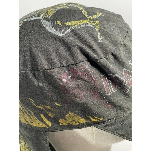 Vintage 80s Iron Maiden Trapper Hat Cap With Ear Flaps Rare Heavy Metal Band - Picture 8 of 9